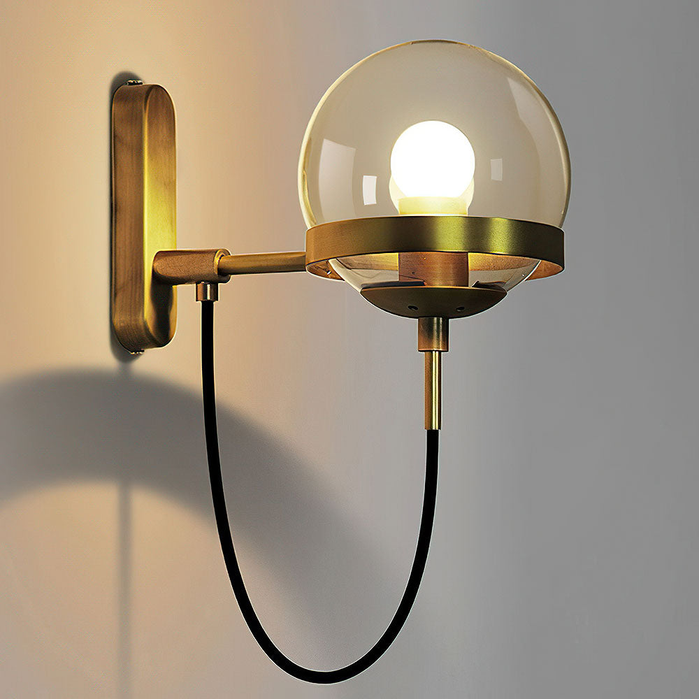 Retro Style | Wall Lamp with Glass Ball and Metal Frame | Elegant Lighting for Modern Interior