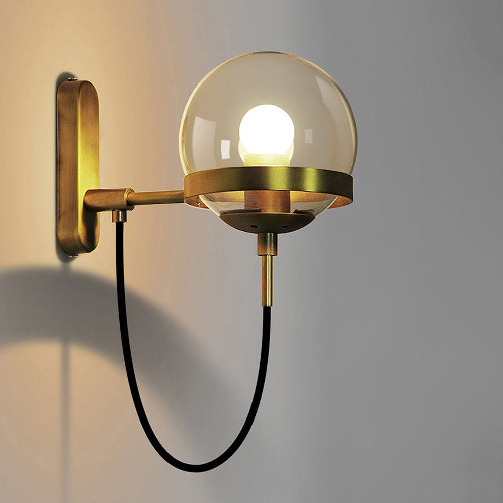 Retro Style | Wall Lamp with Glass Ball and Metal Frame | Elegant Lighting for Modern Interior