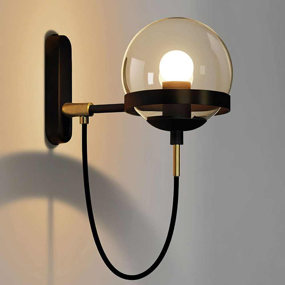 Retro Style | Wall Lamp with Glass Ball and Metal Frame | Elegant Lighting for Modern Interior