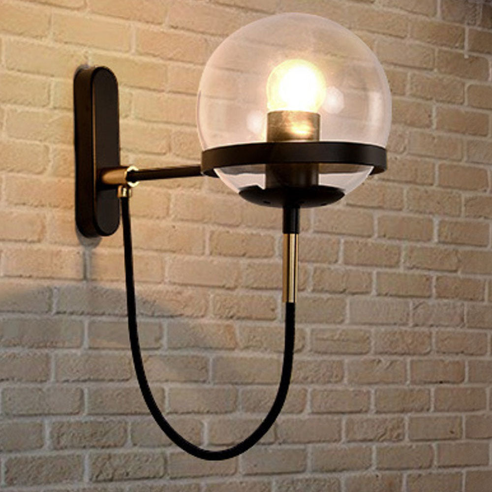 Retro Style | Wall Lamp with Glass Ball and Metal Frame | Elegant Lighting for Modern Interior