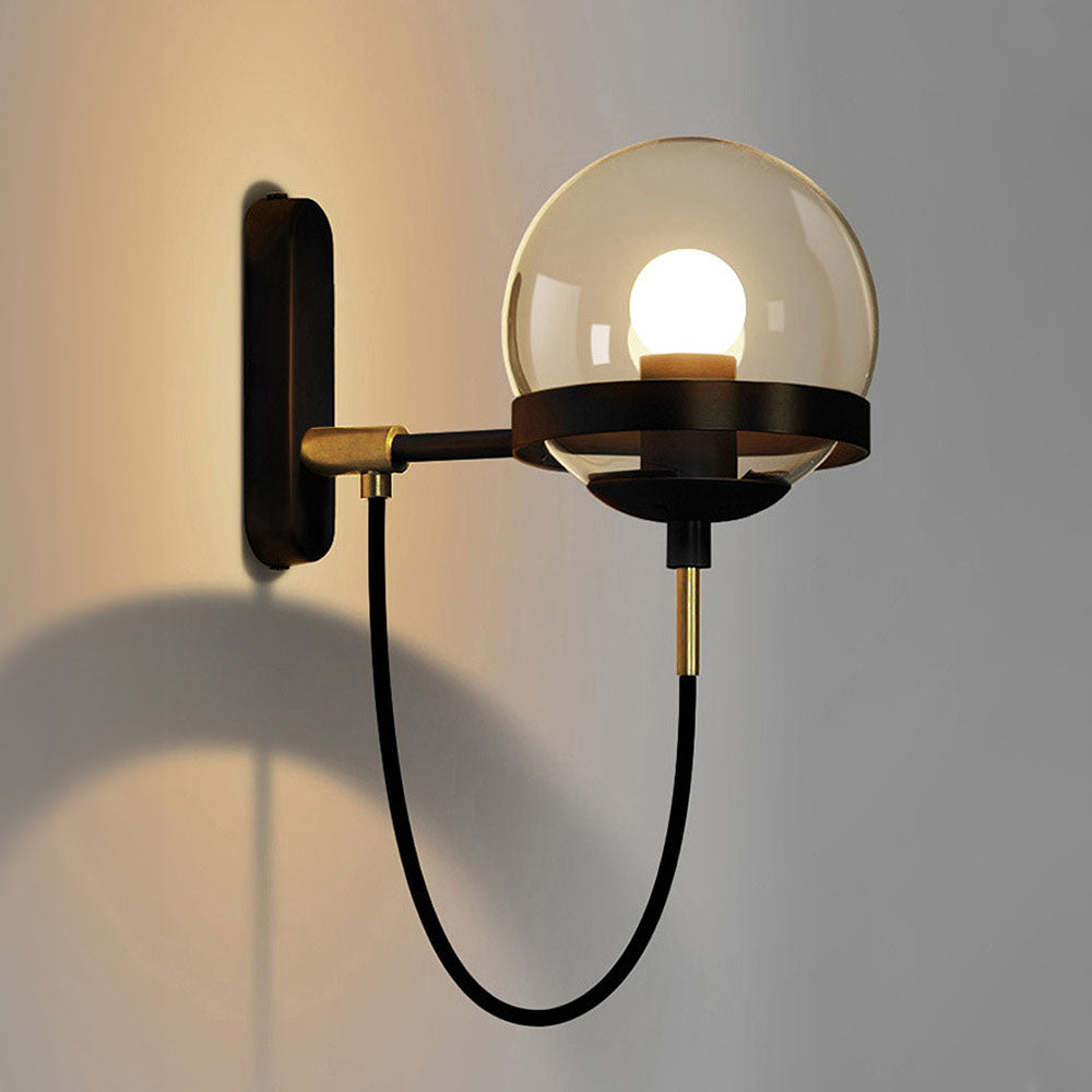 Retro Style | Wall Lamp with Glass Ball and Metal Frame | Elegant Lighting for Modern Interior