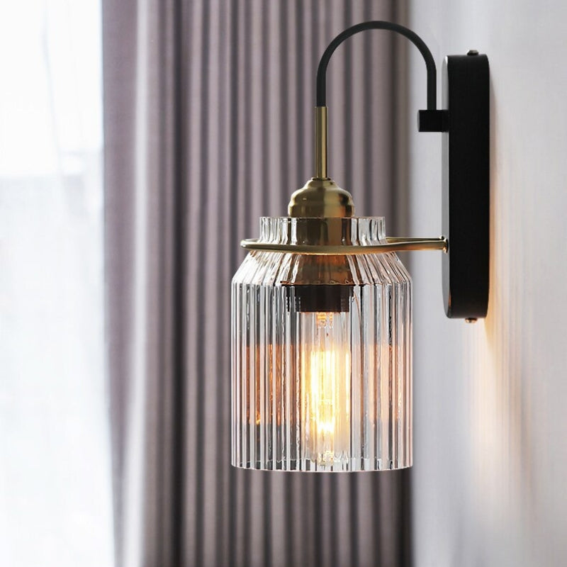 Ribban Modern Wall Sconce Lighting with Ribbed Glass and Dimmable Function - Ideal for Stylish Interiors