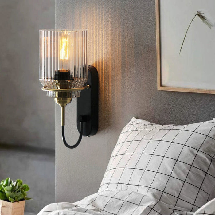 Ribban Modern Wall Sconce Lighting with Ribbed Glass and Dimmable Function - Ideal for Stylish Interiors