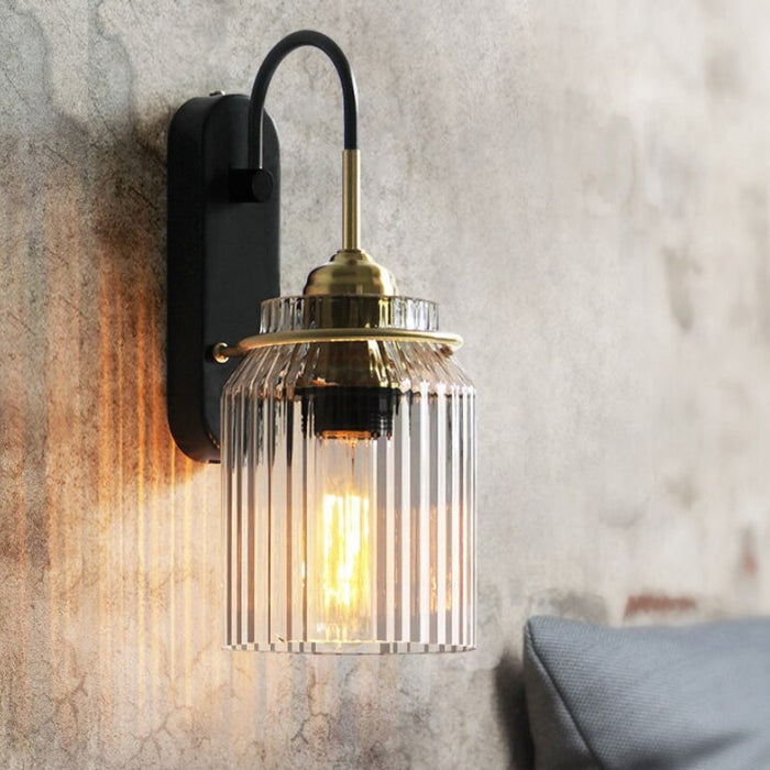 Ribban Modern Wall Sconce Lighting with Ribbed Glass and Dimmable Function - Ideal for Stylish Interiors