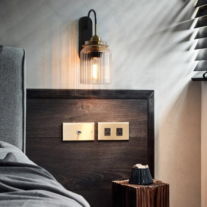Ribban Modern Wall Sconce Lighting with Ribbed Glass and Dimmable Function - Ideal for Stylish Interiors