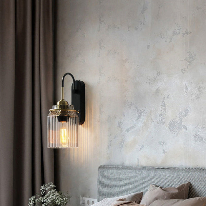 Ribban Modern Wall Sconce Lighting with Ribbed Glass and Dimmable Function - Ideal for Stylish Interiors