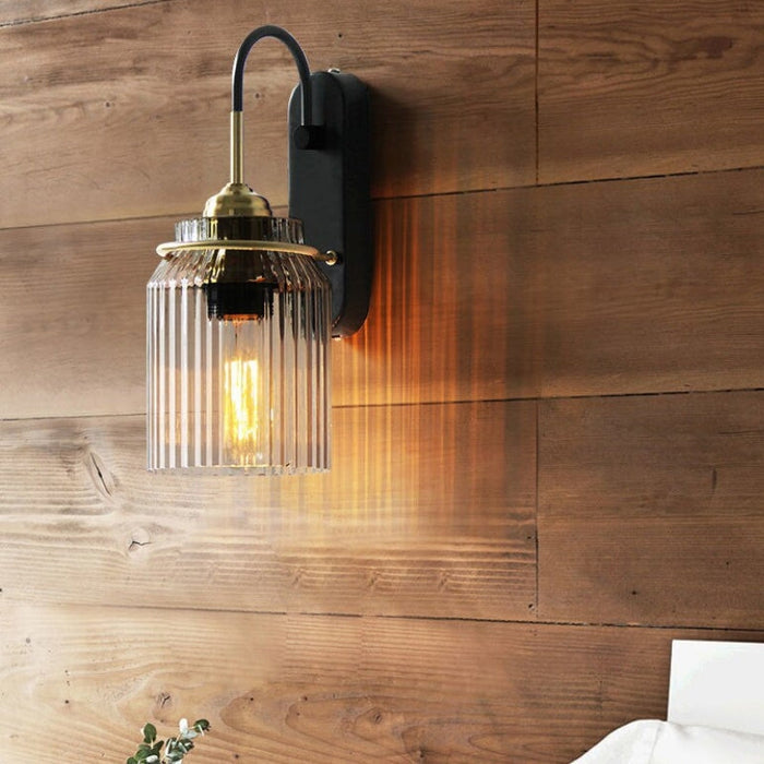 Ribban Modern Wall Sconce Lighting with Ribbed Glass and Dimmable Function - Ideal for Stylish Interiors