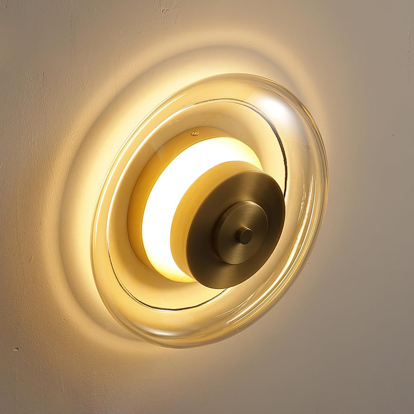 Rumedo Vintage Wall Sconce Light with LED, Modern Brass Frame and Glass Shade, Ideal for Living Room and Bedroom
