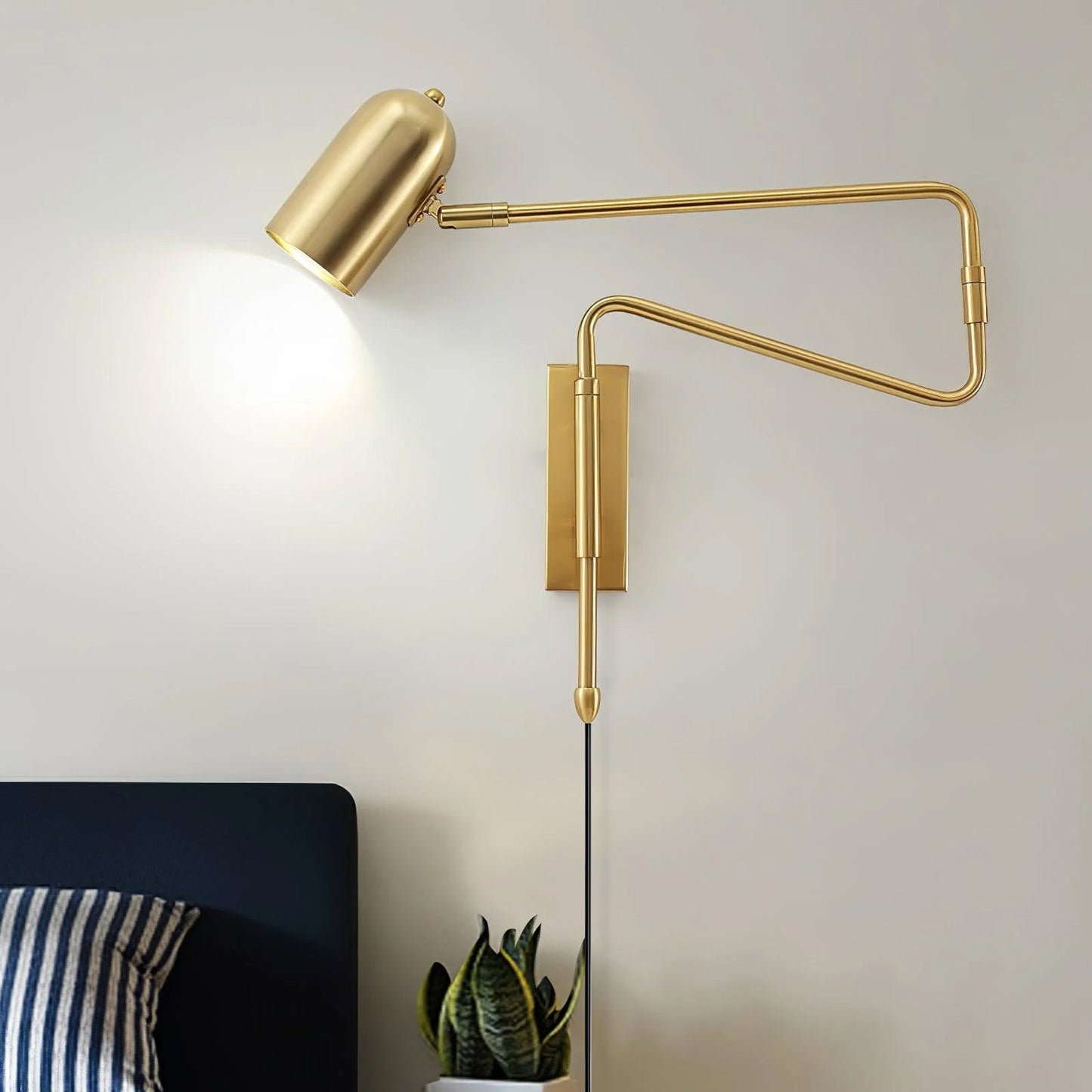 Sarento Adjustable Wall Sconce Light - Modern Gold and Black Wall Lamp for Reading and Atmosphere