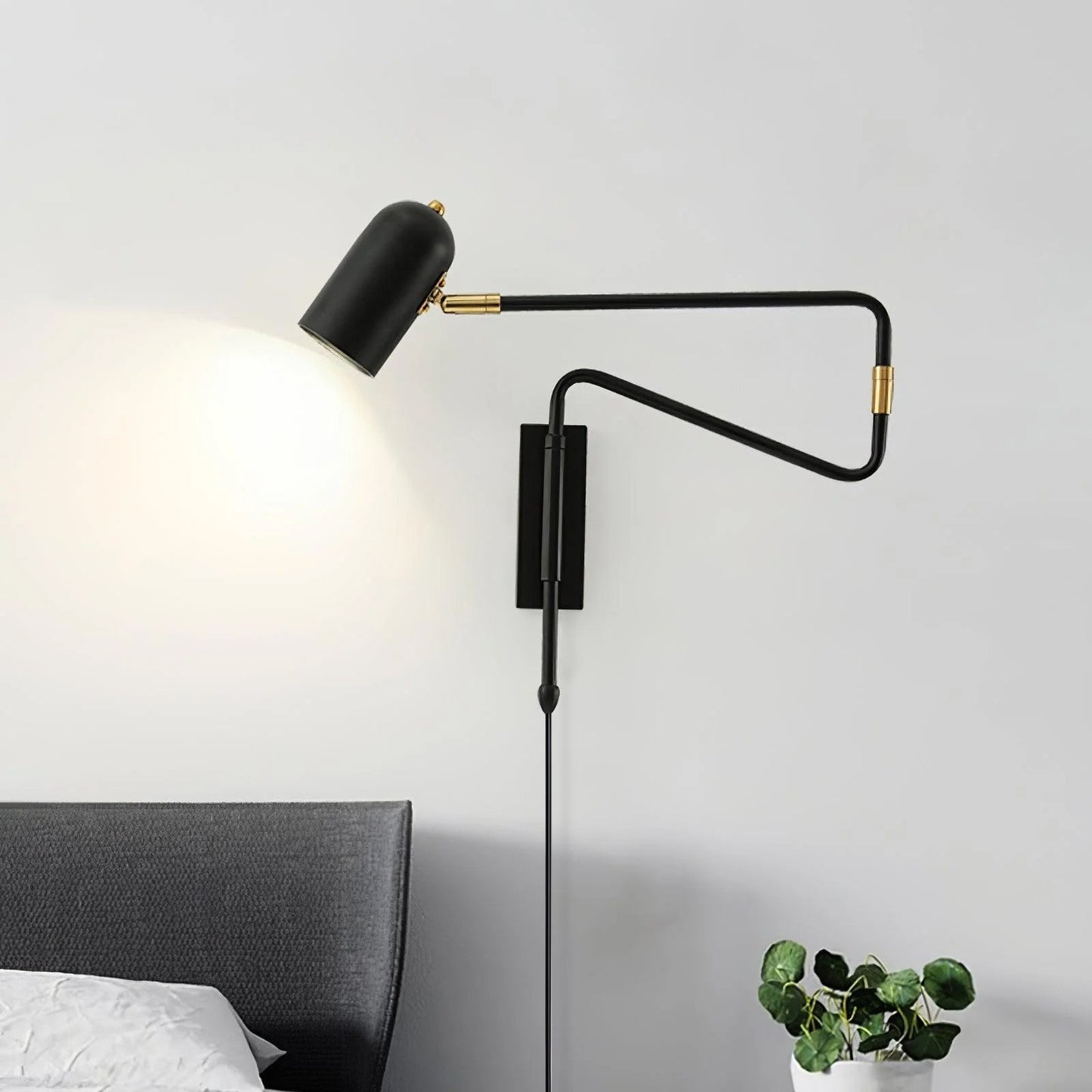 Sarento Adjustable Wall Sconce Light - Modern Gold and Black Wall Lamp for Reading and Atmosphere