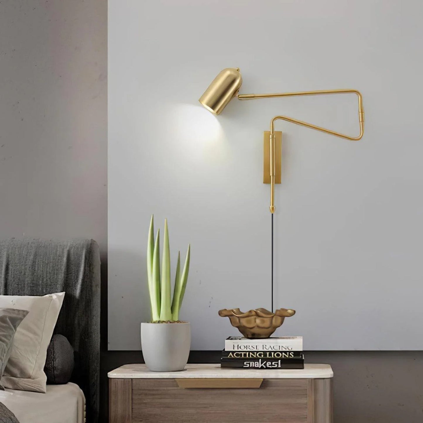 Sarento Adjustable Wall Sconce Light - Modern Gold and Black Wall Lamp for Reading and Atmosphere