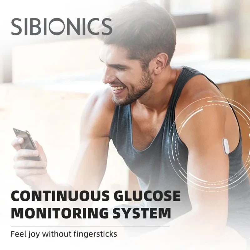 Sibionics Glukometr s 24hodinovým monitorováním hladiny glukózy v krvi v reálném čase, tester pro cukrovku, senzor pro monitorování zdraví pro domácí skener bez prstů