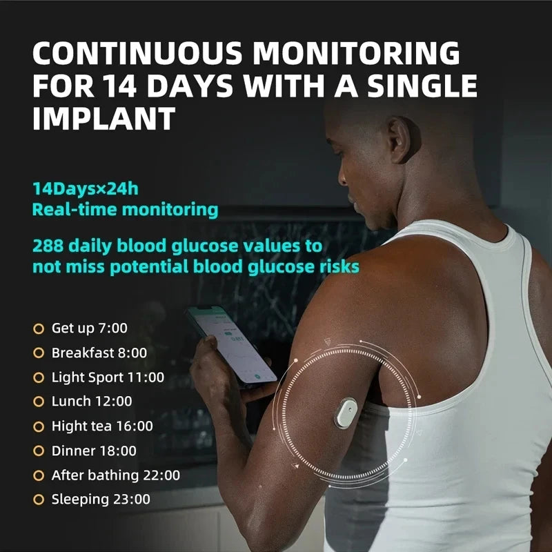Sibionics Glukometr s 24hodinovým monitorováním hladiny glukózy v krvi v reálném čase, tester pro cukrovku, senzor pro monitorování zdraví pro domácí skener bez prstů
