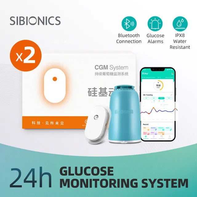 Sibionics Glukometr s 24hodinovým monitorováním hladiny glukózy v krvi v reálném čase, tester pro cukrovku, senzor pro monitorování zdraví pro domácí skener bez prstů