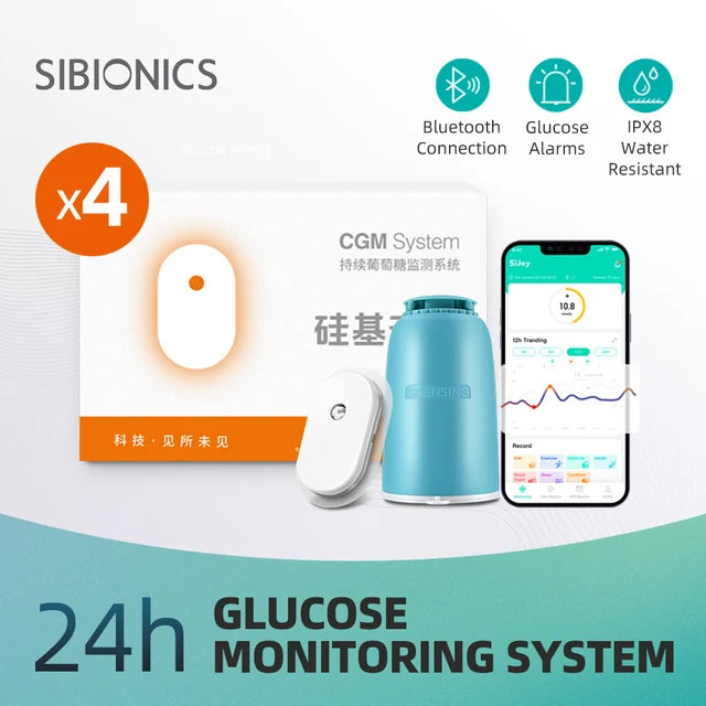 Sibionics Glukometr s 24hodinovým monitorováním hladiny glukózy v krvi v reálném čase, tester pro cukrovku, senzor pro monitorování zdraví pro domácí skener bez prstů
