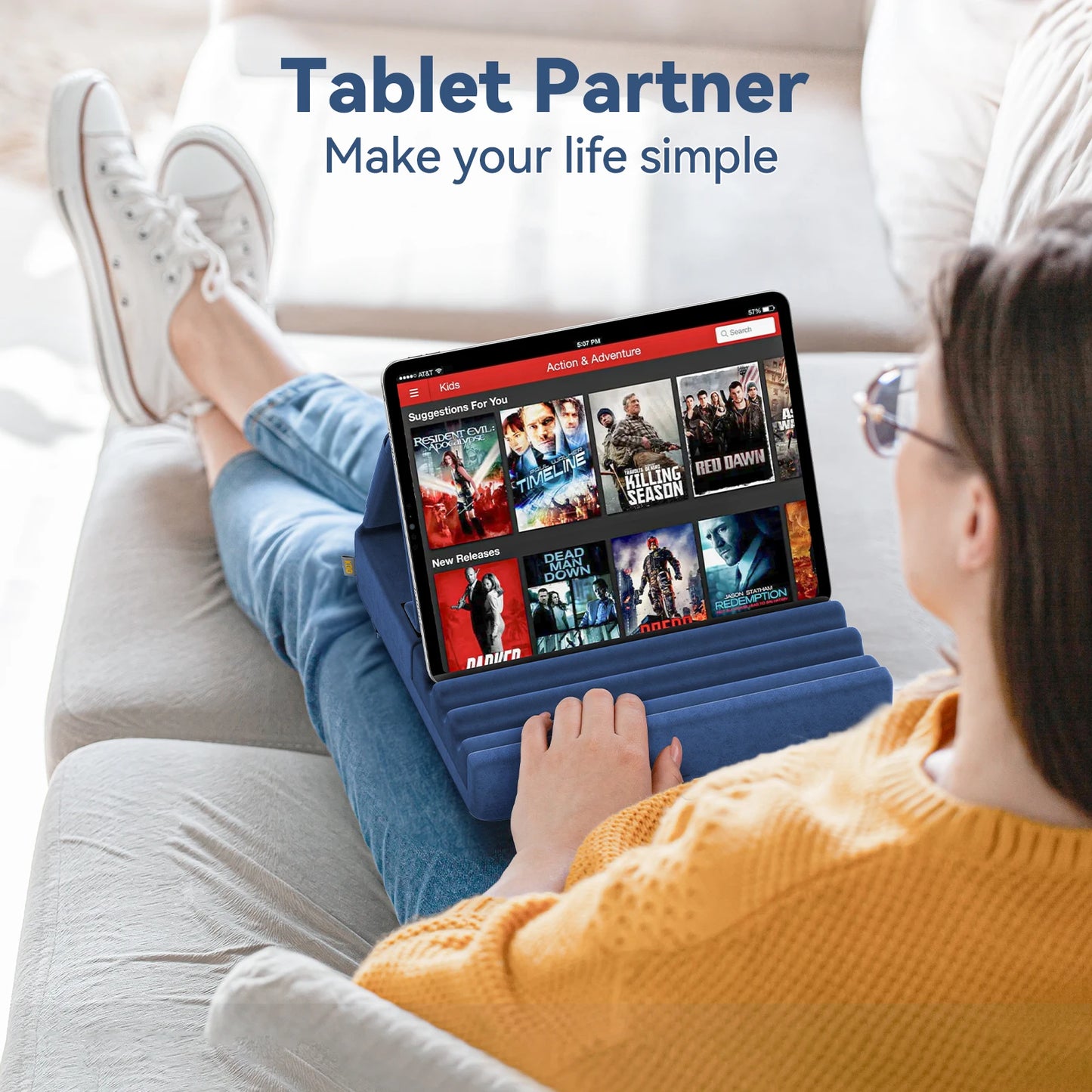 Skládací držák na tablet KDD, stojan na iPad pro klínovou postel a stůl, měkká podložka na tablet, dokovací stanice s kapsou a držákem na stylus pro iPad Pro