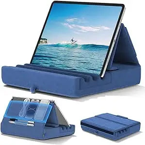 Skládací držák na tablet KDD, stojan na iPad pro klínovou postel a stůl, měkká podložka na tablet, dokovací stanice s kapsou a držákem na stylus pro iPad Pro