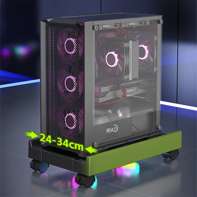 Stojan pro mobilní PC, nastavitelný držák CPU, teleskopický stolní stojan, vozík pro CPU s RGB chladicím ventilátorem, odvod tepla