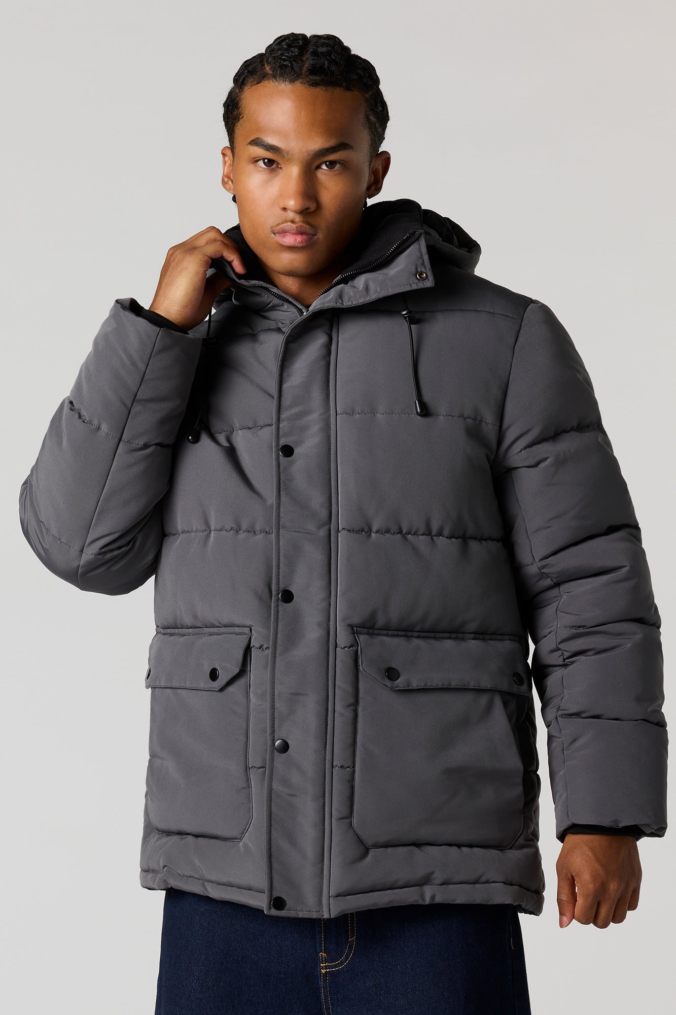Stylish Black Puffer Jacket for Men & Women with Removable Hood - Ultimate Comfort & Versatile Design 0