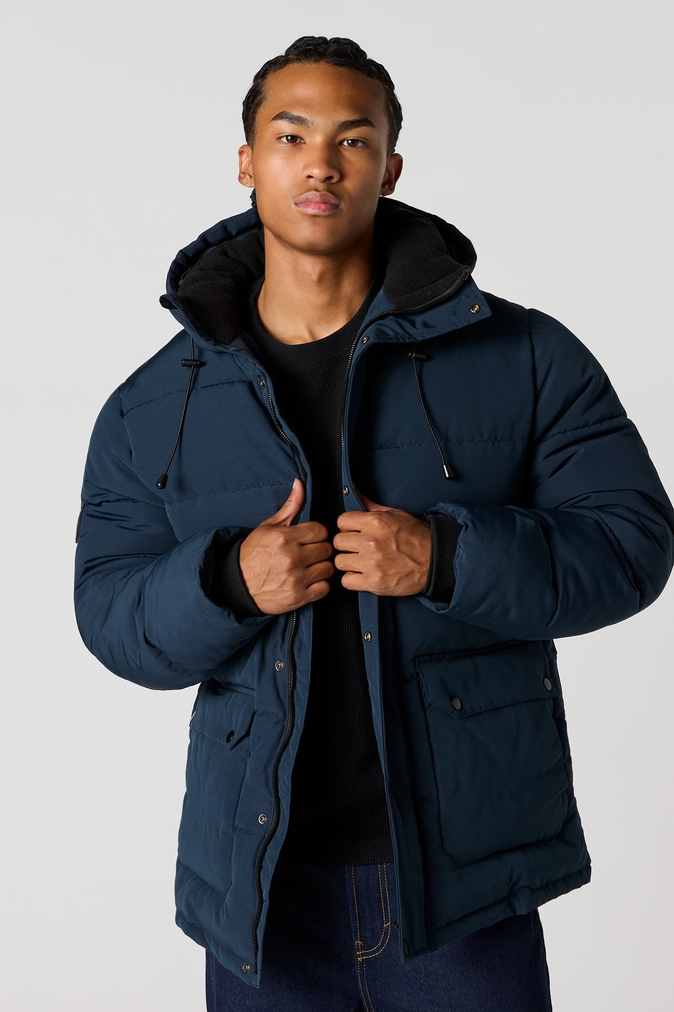 Stylish Black Puffer Jacket for Men & Women with Removable Hood - Ultimate Comfort & Versatile Design 4