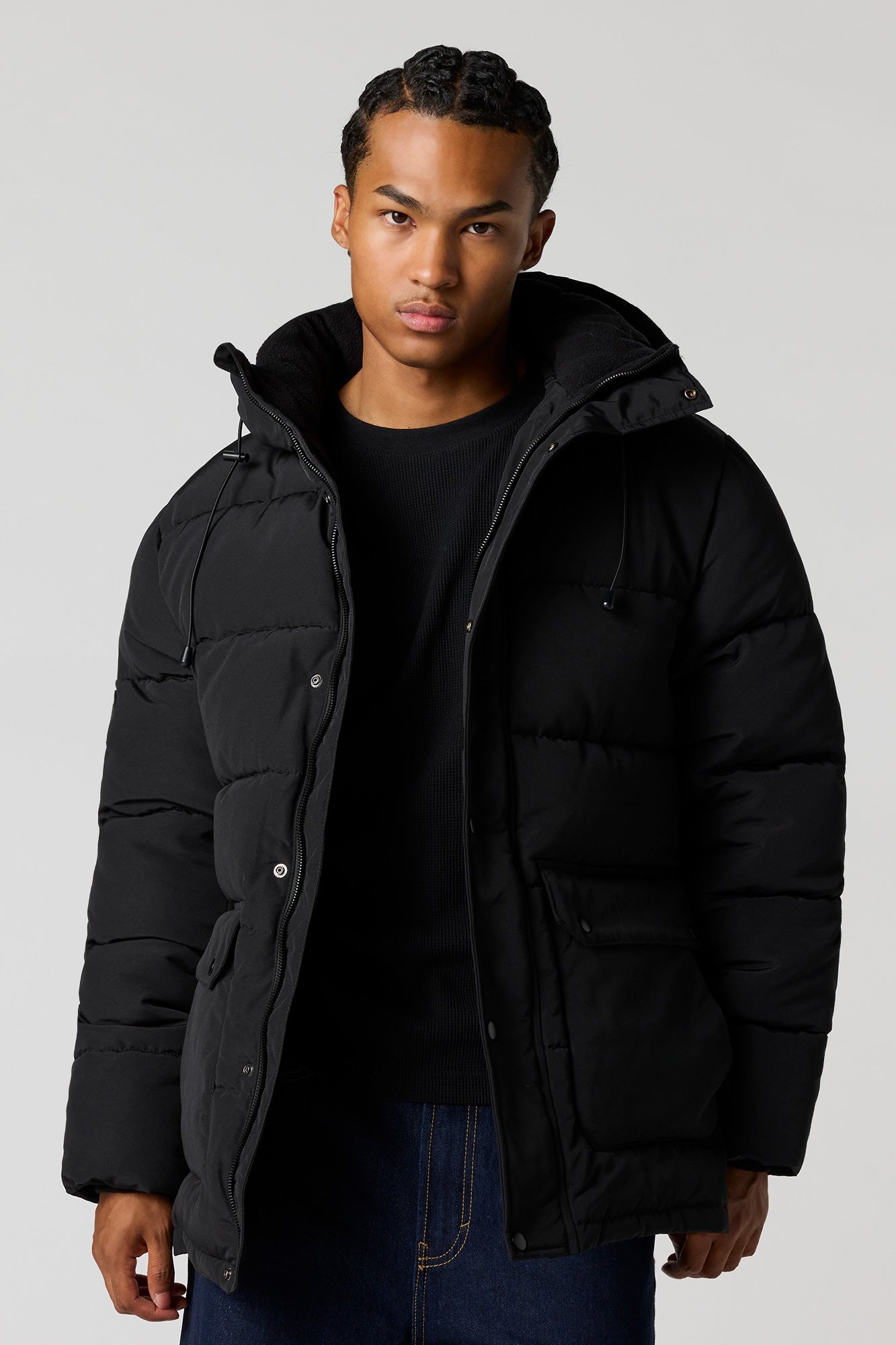 Stylish Black Puffer Jacket for Men & Women with Removable Hood - Ultimate Comfort & Versatile Design 8