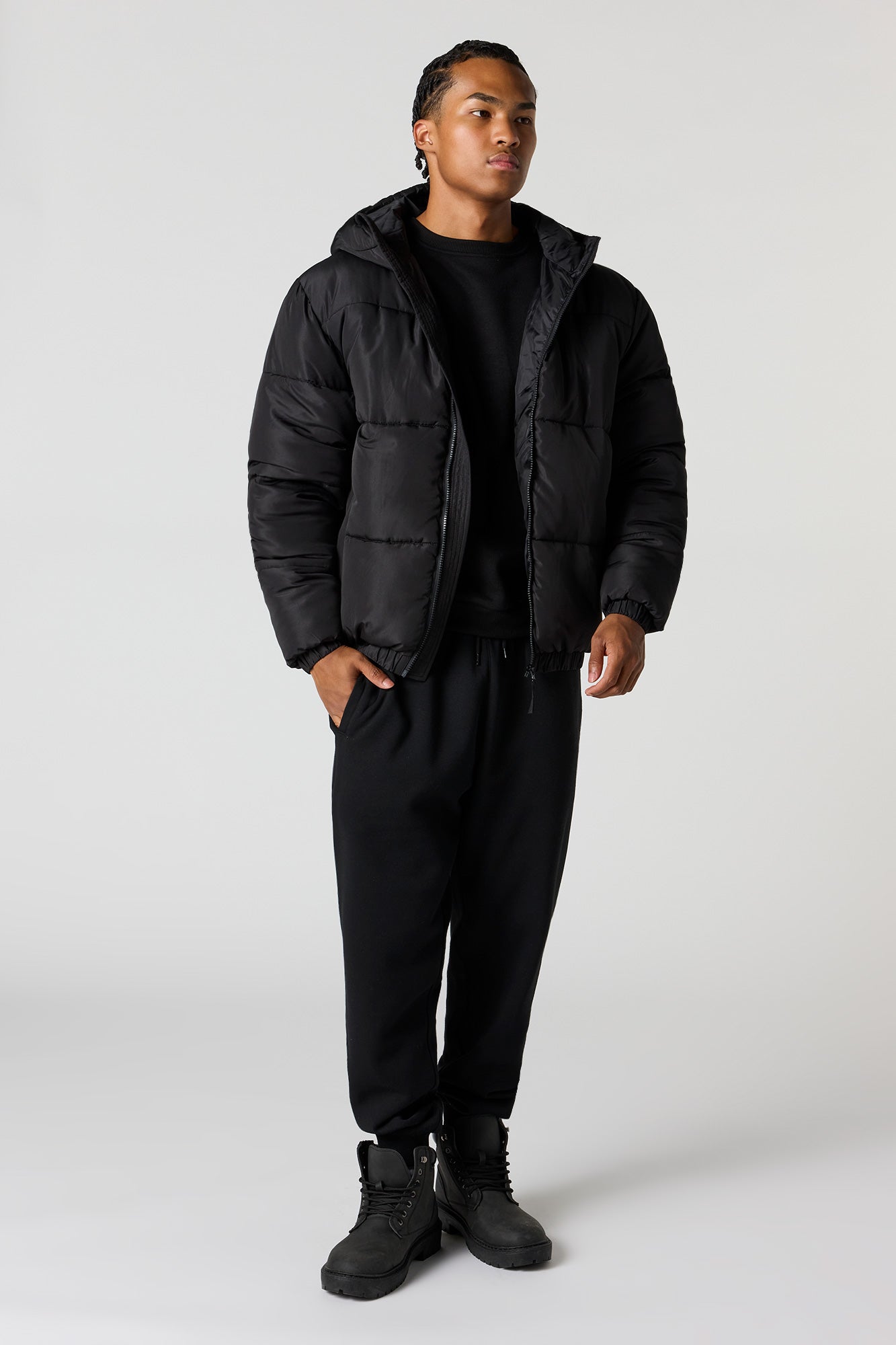 Stylish Hooded Black Puffer Jacket for Men and Women - Ultimate Warmth and Comfort 2