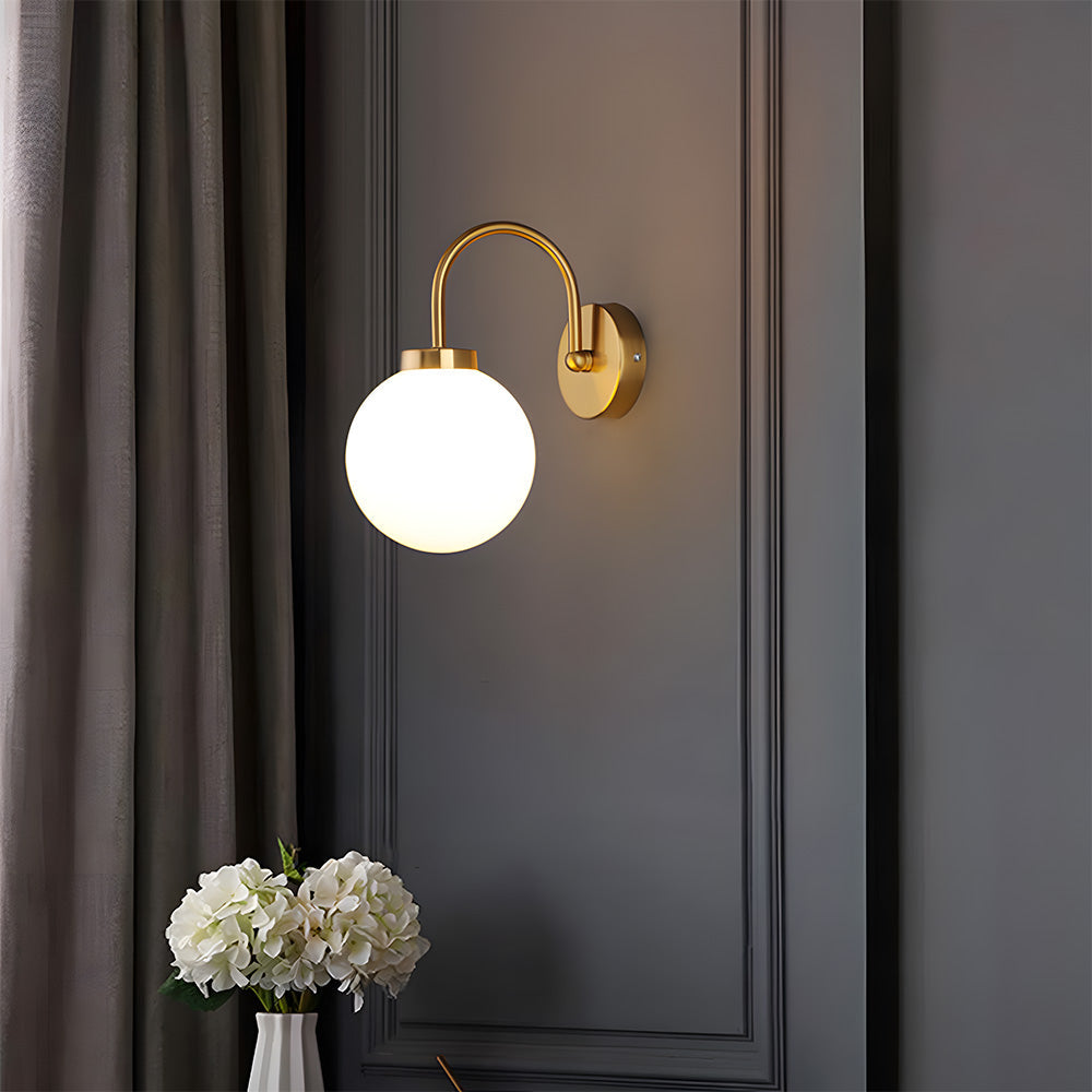 Stylish Wall Sconce Light - Glass Ball with Metal Frame for Soft Lighting in Bedrooms and Living Rooms