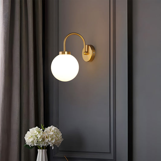 Stylish Wall Sconce Light - Glass Ball with Metal Frame for Soft Lighting in Bedrooms and Living Rooms