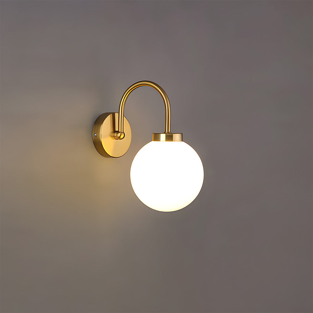 Stylish Wall Sconce Light - Glass Ball with Metal Frame for Soft Lighting in Bedrooms and Living Rooms