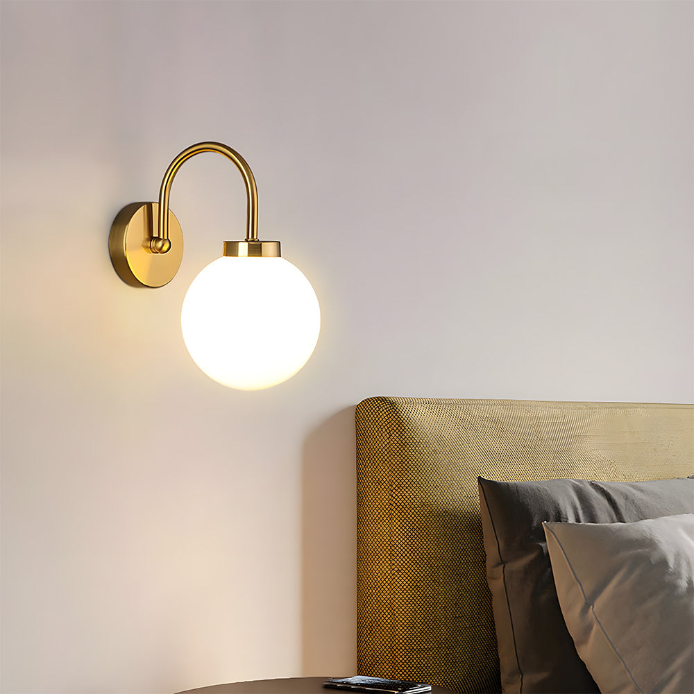 Stylish Wall Sconce Light - Glass Ball with Metal Frame for Soft Lighting in Bedrooms and Living Rooms