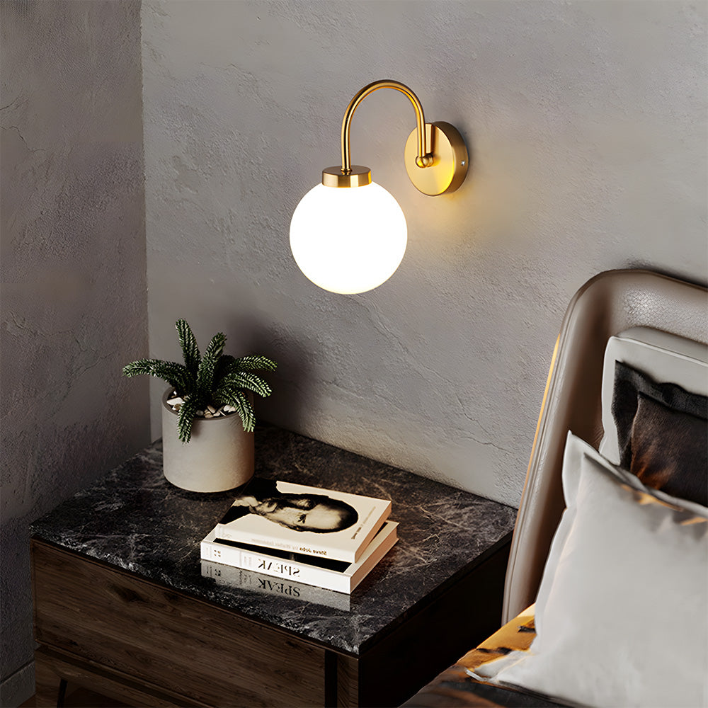 Stylish Wall Sconce Light - Glass Ball with Metal Frame for Soft Lighting in Bedrooms and Living Rooms