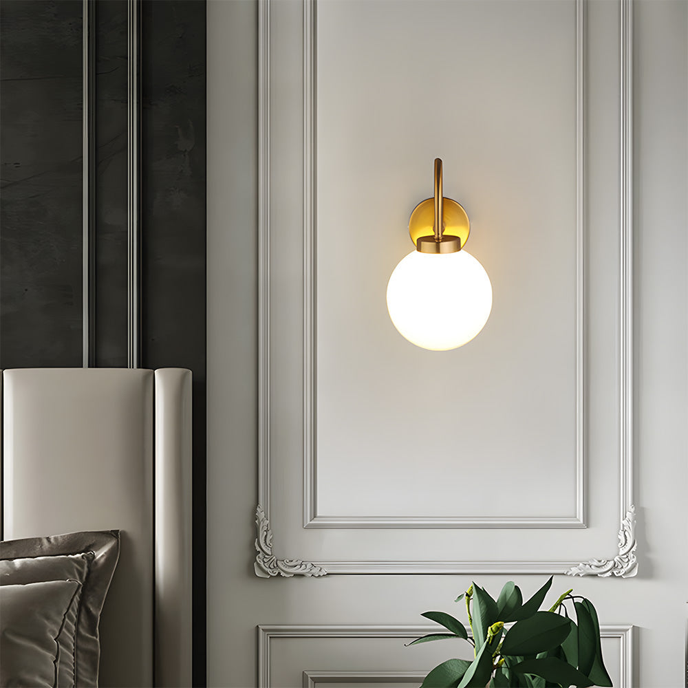 Stylish Wall Sconce Light - Glass Ball with Metal Frame for Soft Lighting in Bedrooms and Living Rooms