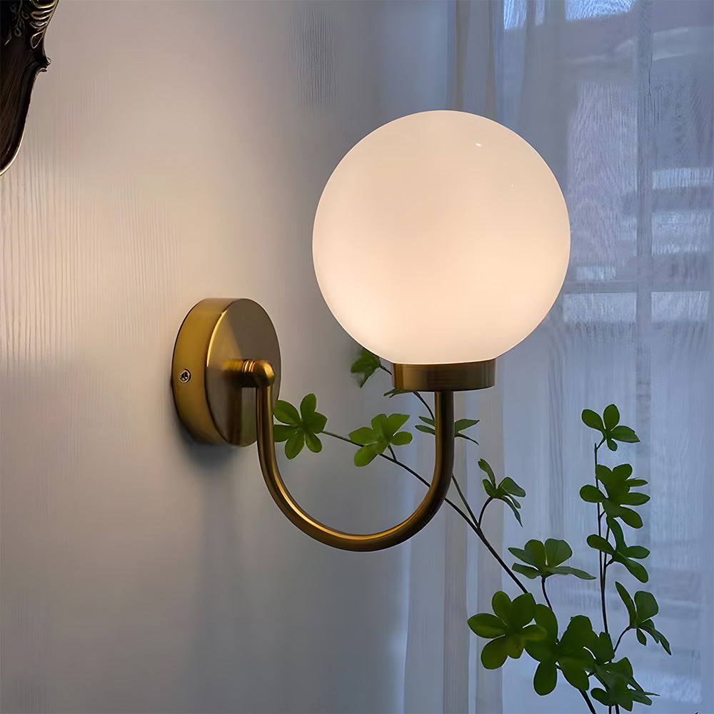 Stylish Wall Sconce Light - Glass Ball with Metal Frame for Soft Lighting in Bedrooms and Living Rooms