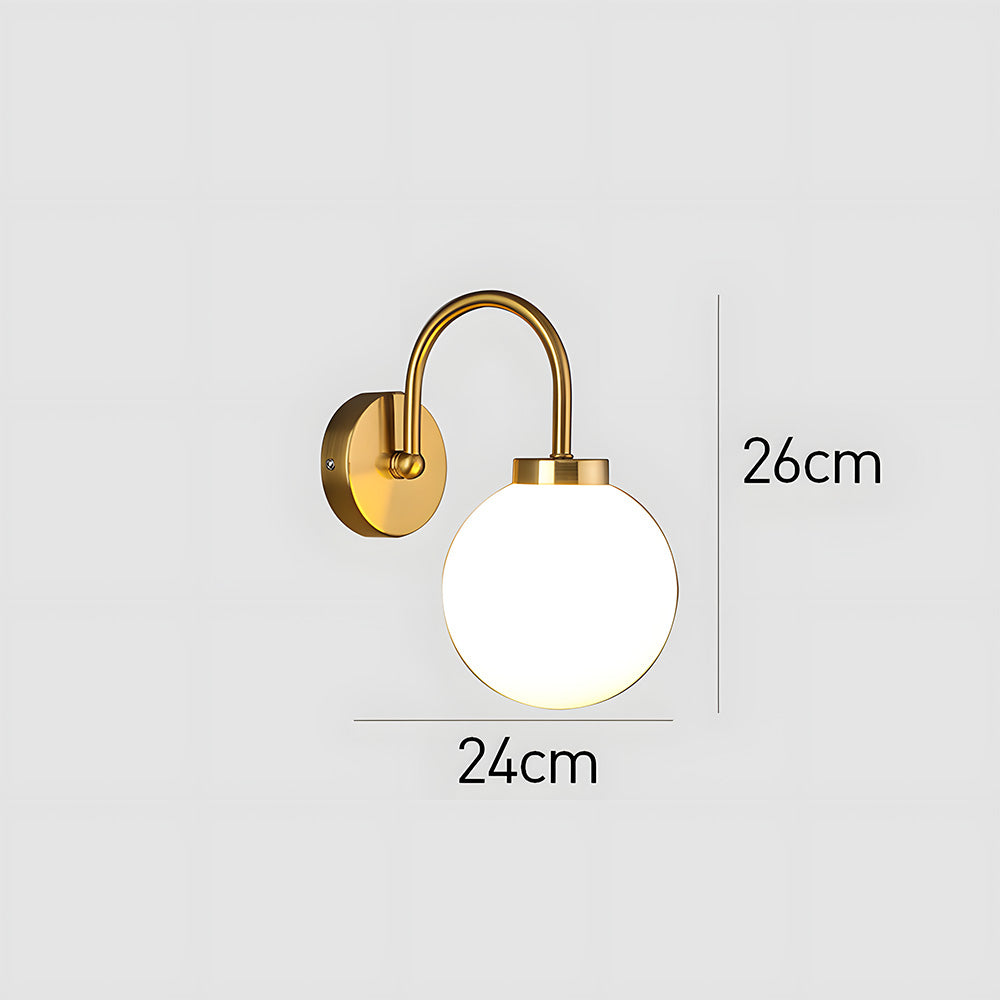 Stylish Wall Sconce Light - Glass Ball with Metal Frame for Soft Lighting in Bedrooms and Living Rooms