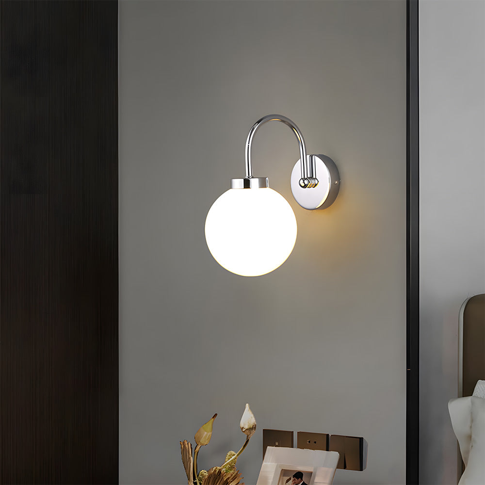 Stylish Wall Sconce Light - Glass Ball with Metal Frame for Soft Lighting in Bedrooms and Living Rooms