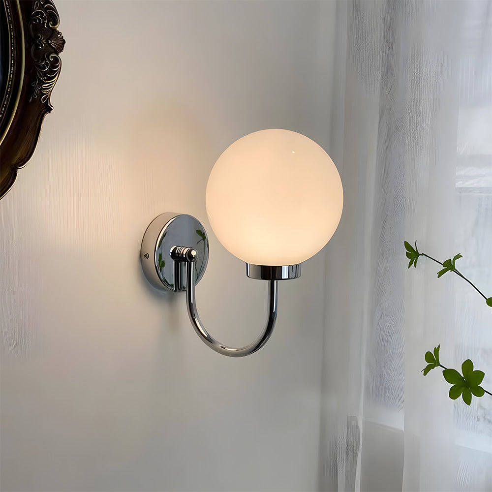 Stylish Wall Sconce Light - Glass Ball with Metal Frame for Soft Lighting in Bedrooms and Living Rooms