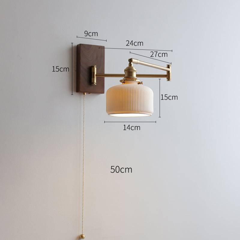 Stylish Wall Sconce Lighting with Wood and Brass Design - Modern Wall Lamp for Living Room, Bedroom, or Hallway - E26/E27, 60W