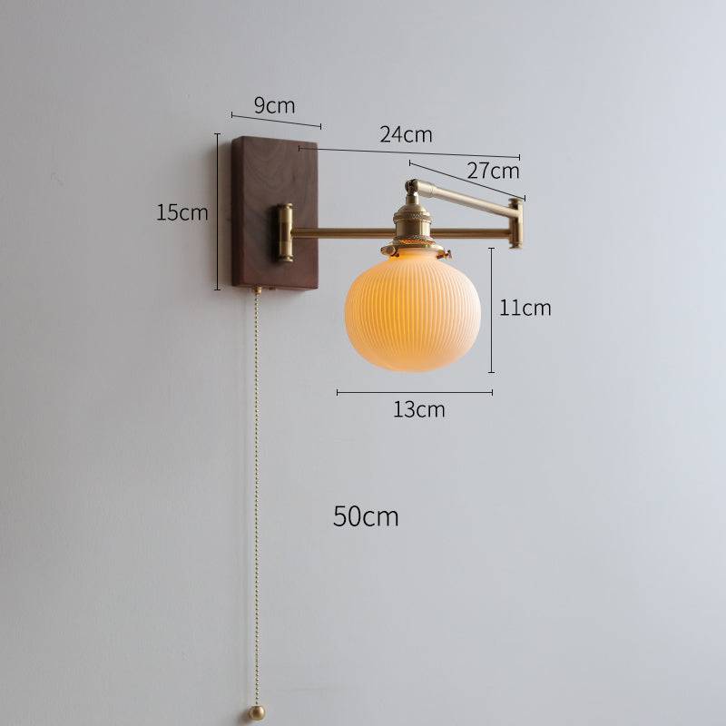 Stylish Wall Sconce Lighting with Wood and Brass Design - Modern Wall Lamp for Living Room, Bedroom, or Hallway - E26/E27, 60W