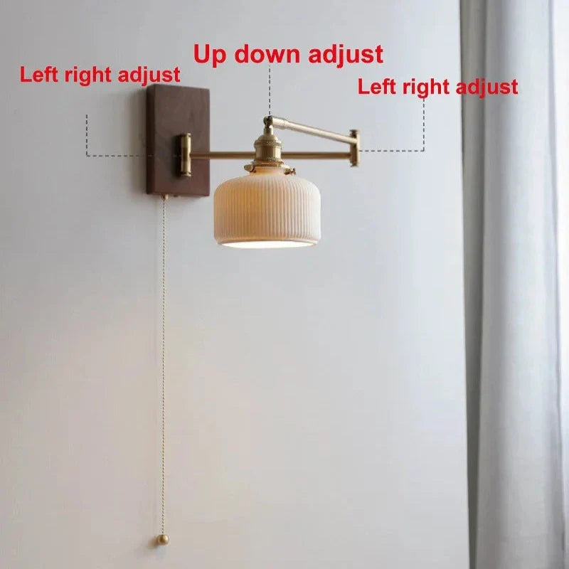 Stylish Wall Sconce Lighting with Wood and Brass Design - Modern Wall Lamp for Living Room, Bedroom, or Hallway - E26/E27, 60W
