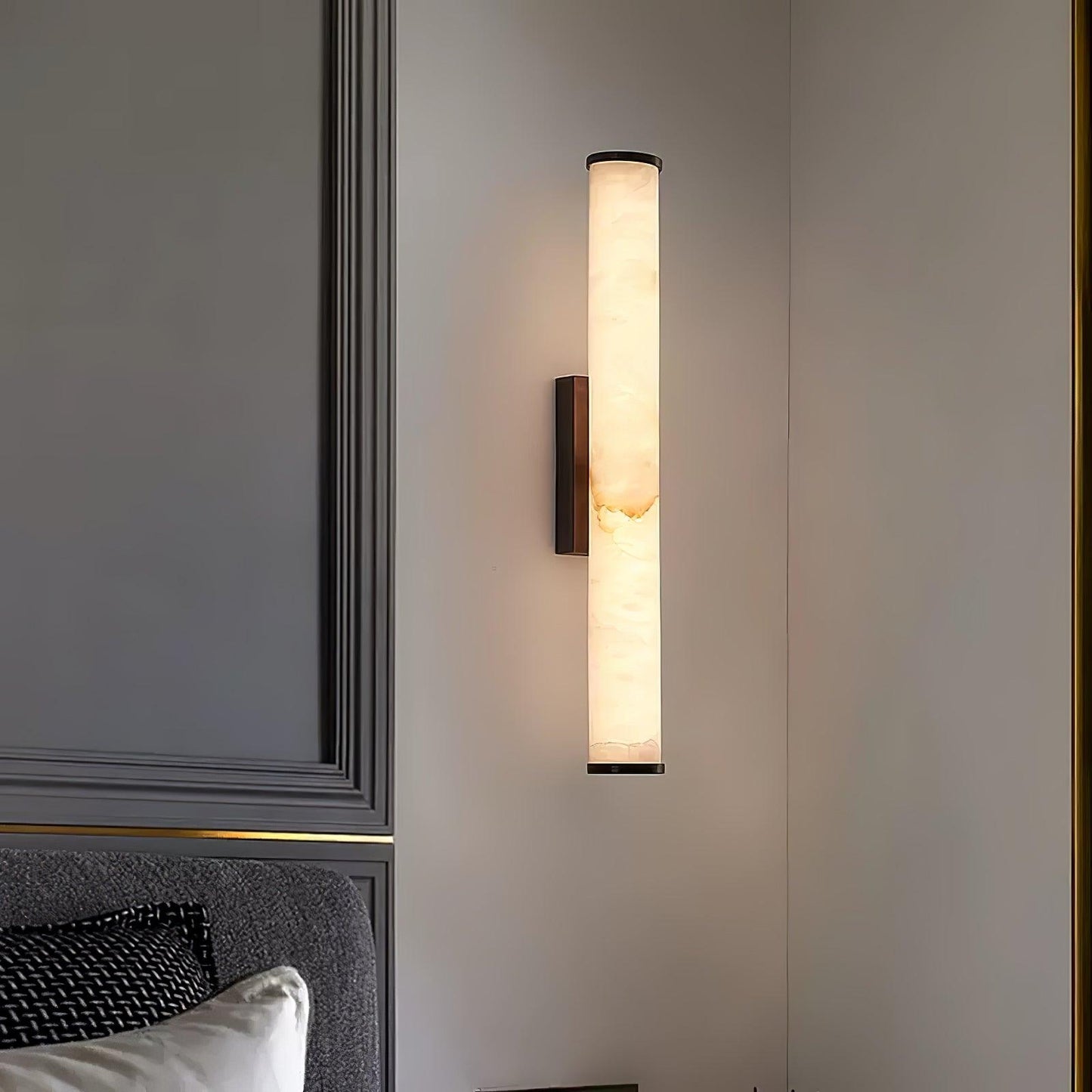 Elegant Alabaster Wall Sconce Light with LED Lighting - Modern Wall Lamp for Indoor Use