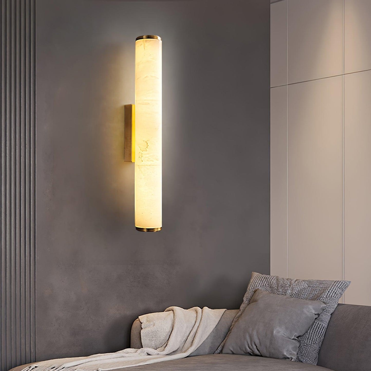 Elegant Alabaster Wall Sconce Light with LED Lighting - Modern Wall Lamp for Indoor Use