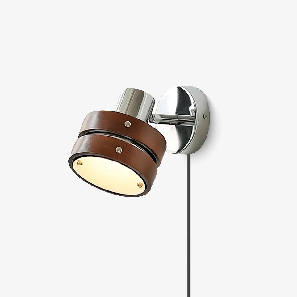 Modern Wall Sconce Lighting with Walnut Wood and Inline Switch - Stylish Wall Lamp for Bedroom and Living Room
