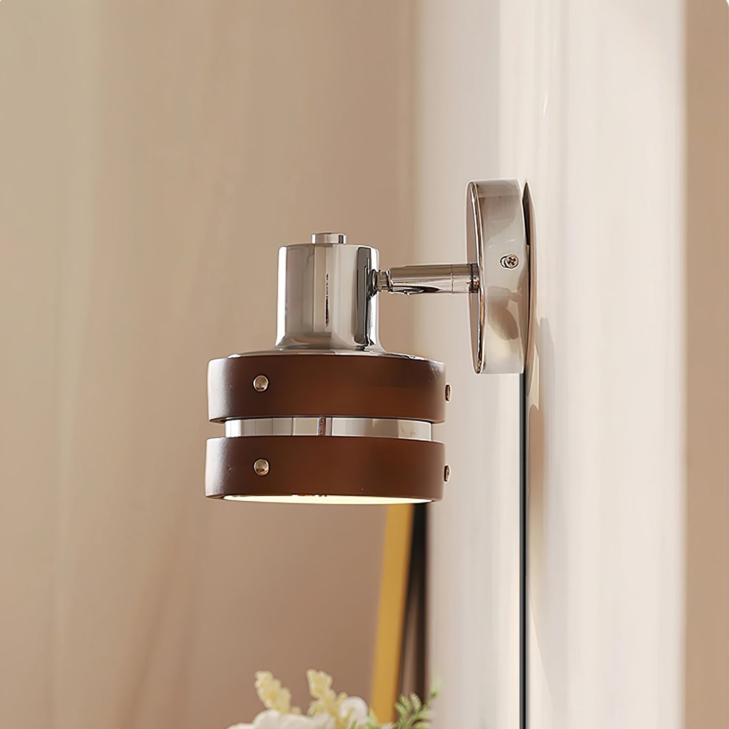 Modern Wall Sconce Lighting with Walnut Wood and Inline Switch - Stylish Wall Lamp for Bedroom and Living Room