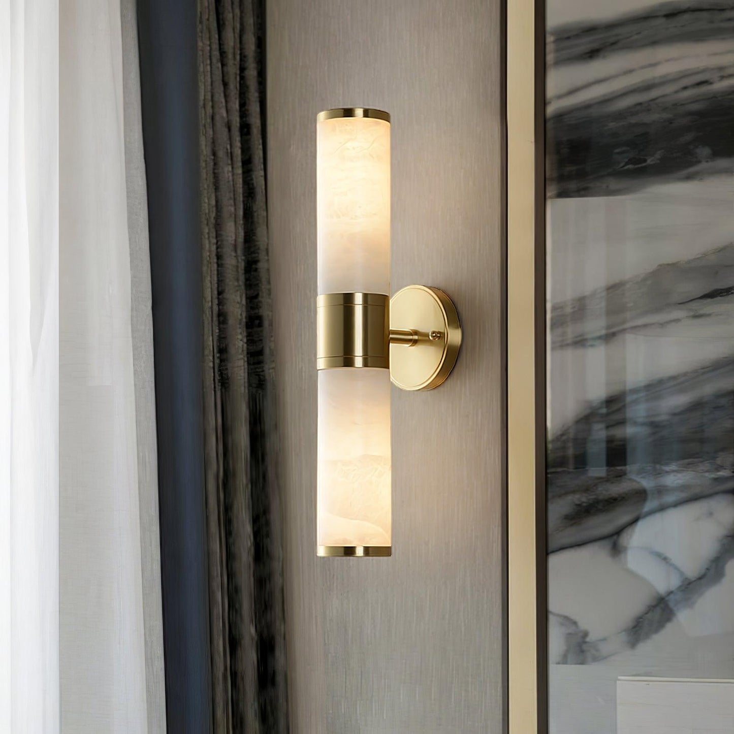 Tanzelo Alabaster Wall Sconce Lighting - Elegant Warm Light Fixture for Modern Interiors