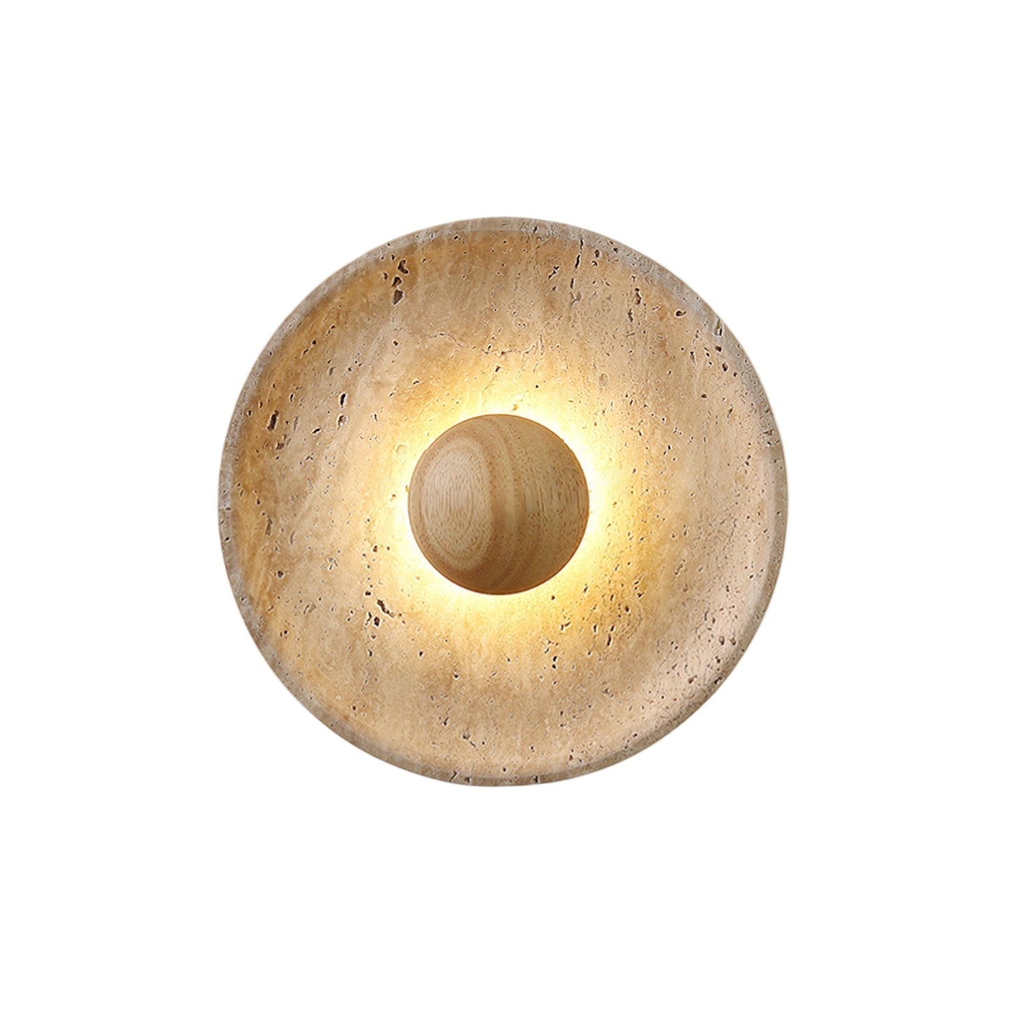 Telaho | Travertine wall lamp with wooden base | Elegant lighting for modern interiors