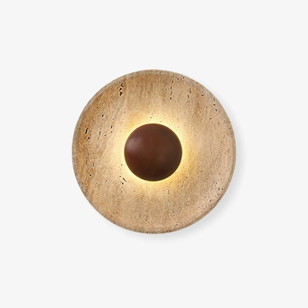 Telaho | Travertine wall lamp with wooden base | Elegant lighting for modern interiors