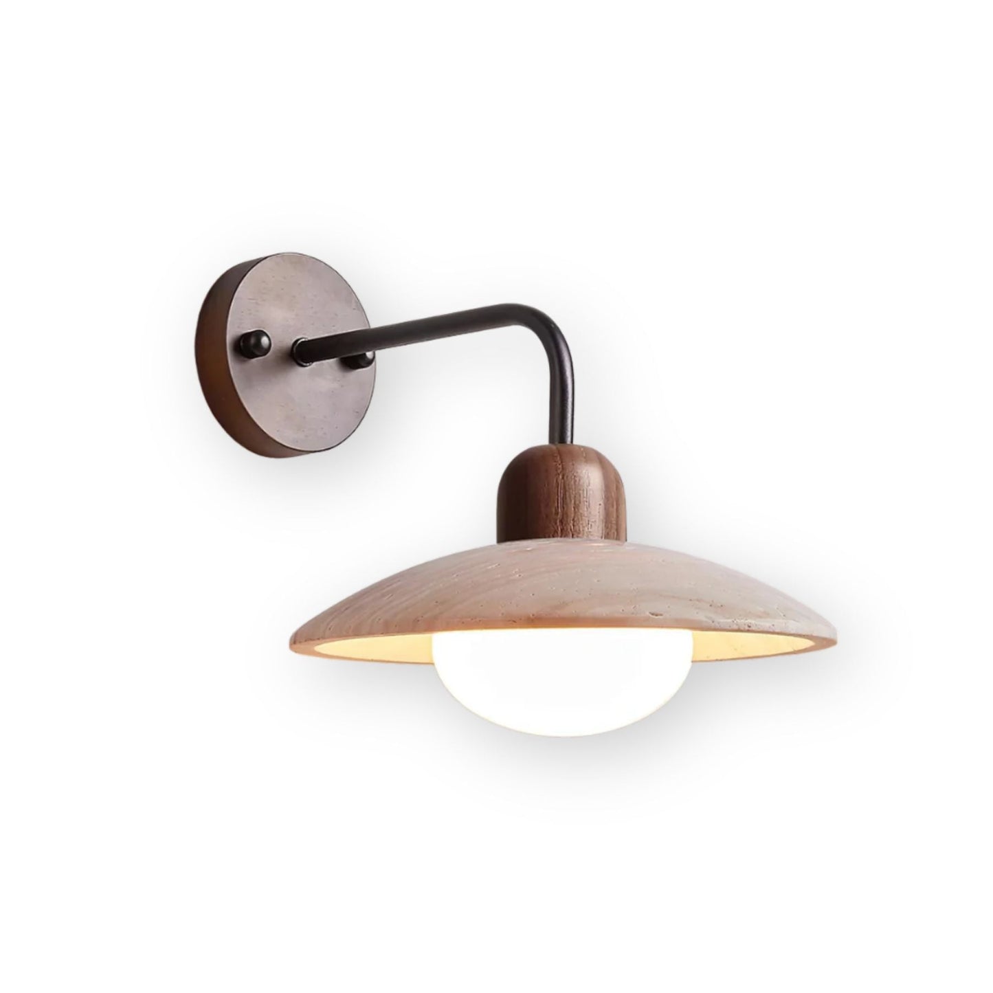 Travertine Wall Lamp with Round Shade | Elegant Lighting for Scandinavian Interiors