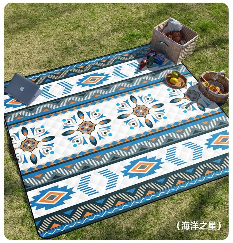 Voděodolná pikniková deka, 200x200CM velká plážová deka, venkovní pikniková podložka, plážová podložka s rukojetí pro kempování, pláž