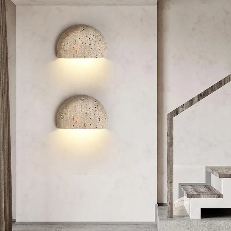 Wobeku | Natural stone wall lamp with modern design | Ideal for bedrooms and hallways