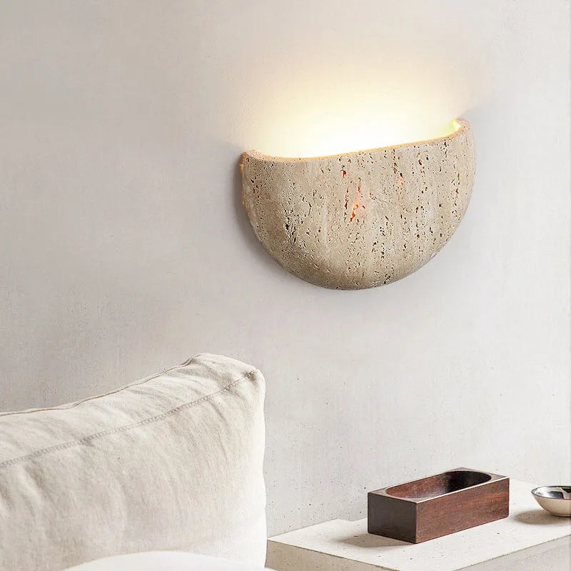 Wobeku | Natural stone wall lamp with modern design | Ideal for bedrooms and hallways